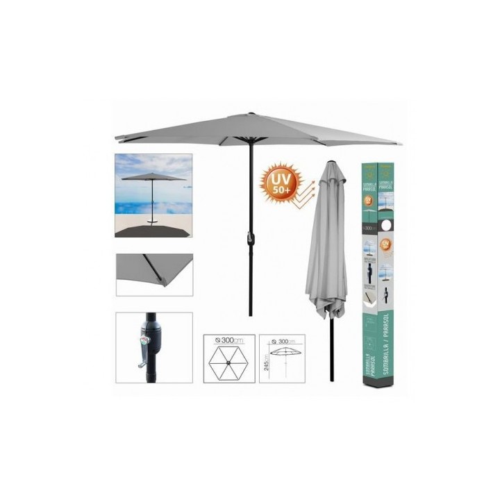 SOMBRILLA JARDIN 300CM METROS GRIS