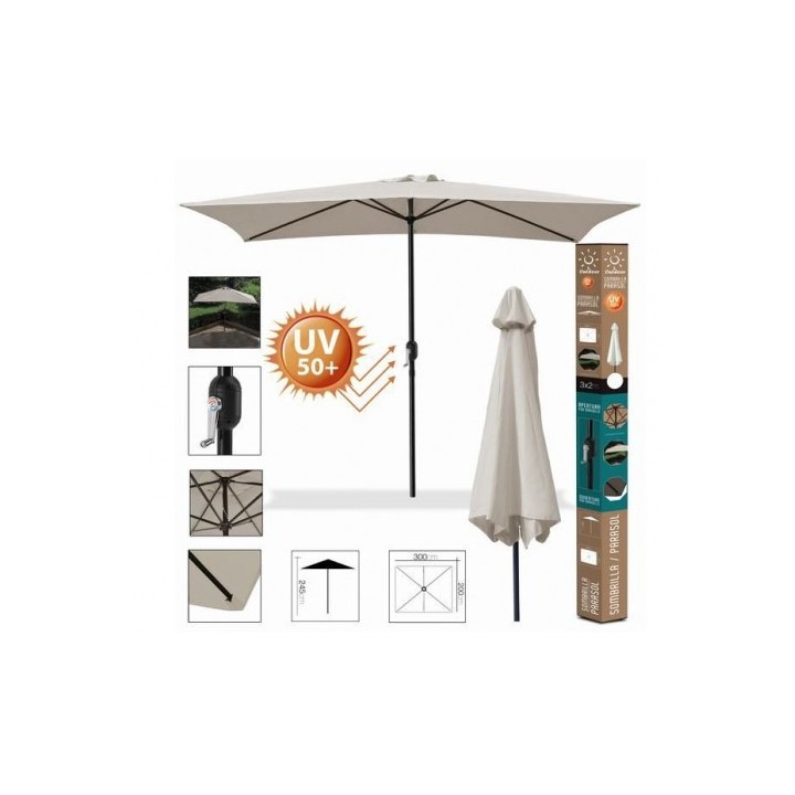 SOMBRILLA JARDIN 3X2 METROS UV50+ BEIGE