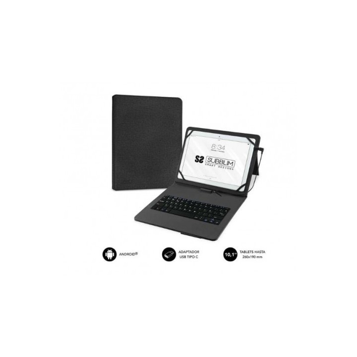 TECLADO CON FUNDA UNIVERSAL PARA TABLETS HASTA 11" NEGRO SUBBLIM