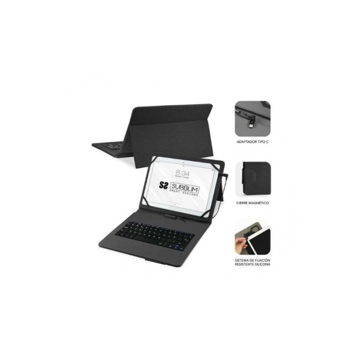 TECLADO CON FUNDA UNIVERSAL PARA TABLETS HASTA 11" NEGRO SUBBLIM