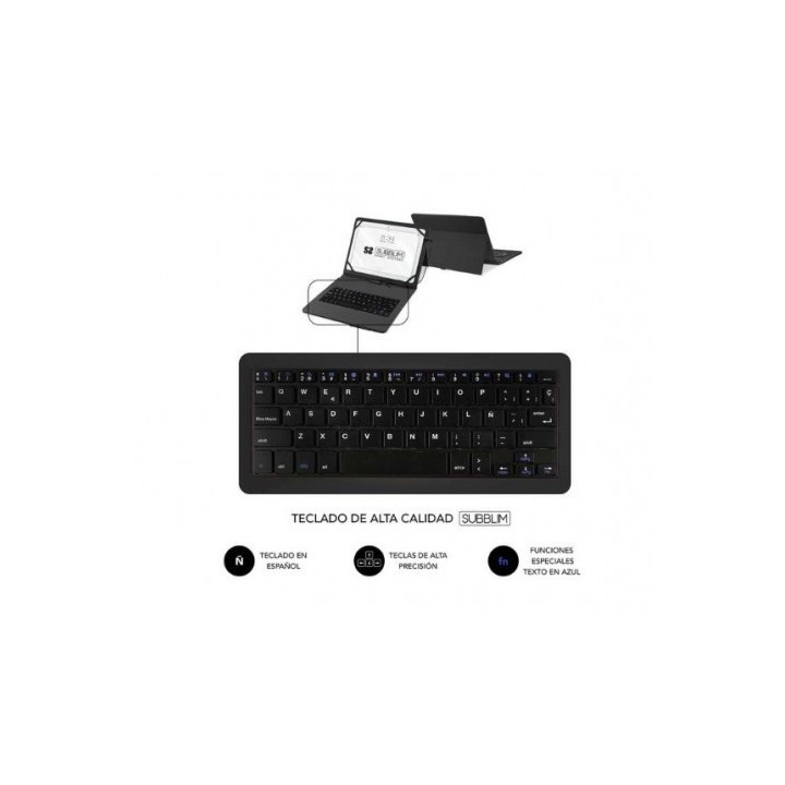 TECLADO CON FUNDA UNIVERSAL PARA TABLETS HASTA 11" NEGRO SUBBLIM