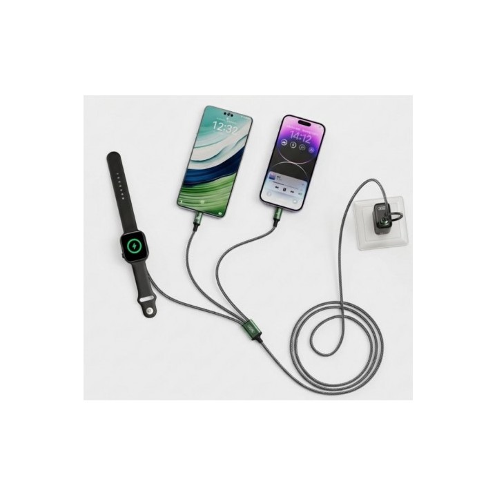 CABLE USB-A/C 3 EN 1 2X USB-C Y CARGADOR MAGNETICO PARA SMARTWATCH CX040 XO