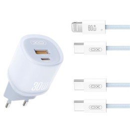 CARGADOR CARGA RAPIDA 30W USB-A Y USB-C L151 AZUL XO