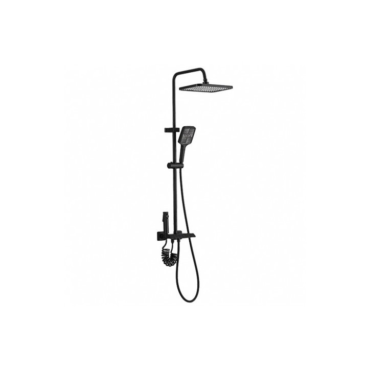 COLUMNA DE DUCHA COMPLETA SEL. BOTON DISPLAY NEGRA FONTASTOCK