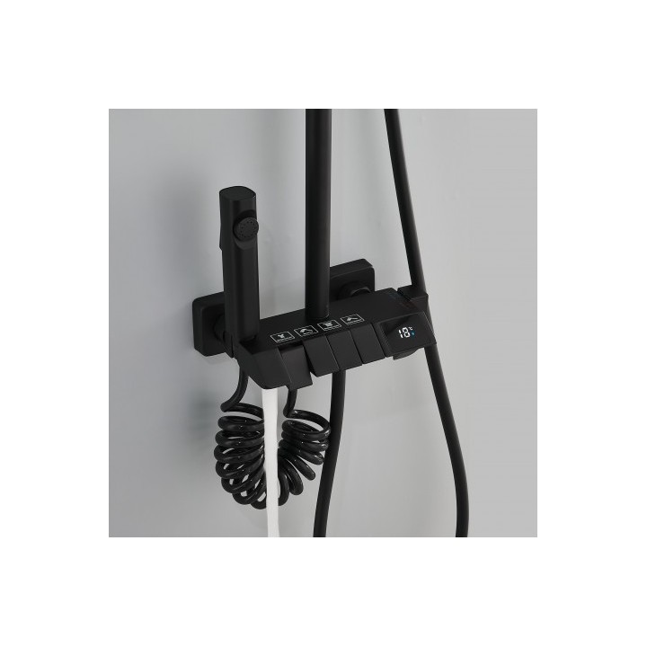 COLUMNA DE DUCHA COMPLETA SEL. BOTON DISPLAY NEGRA FONTASTOCK