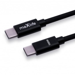 CABLE TRENZADO TIPO C A TIPO C 100W 1M NEGRO MAXLIFE
