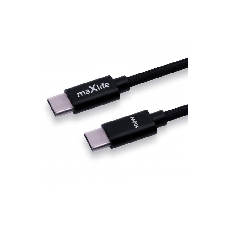 CABLE TRENZADO TIPO C A TIPO C 100W 1M NEGRO MAXLIFE