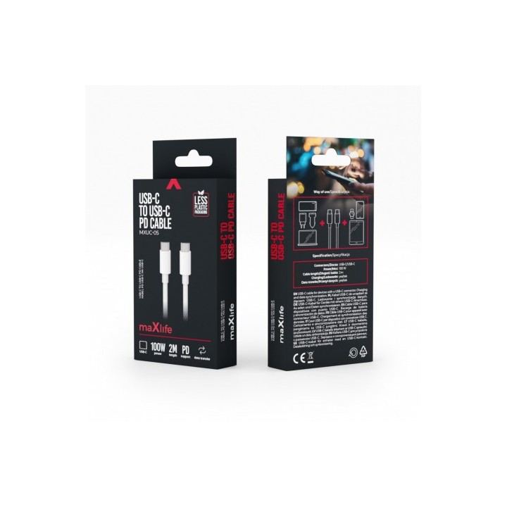 CABLE TIPO C A TIPO C 100W 2M BLANCO MAXLIFE