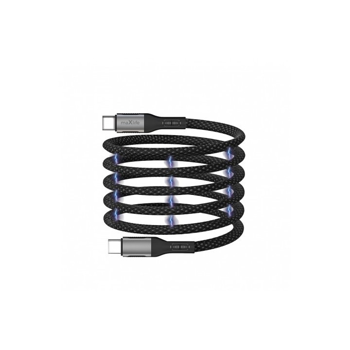 CABLE NYLON TIPO C A TIPO C MAGNETICO 100W 1M NEGRO MAXLIFE