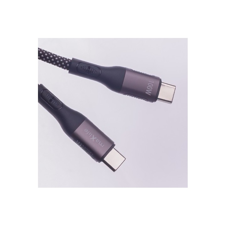 CABLE NYLON TIPO C A TIPO C MAGNETICO 100W 1M NEGRO MAXLIFE