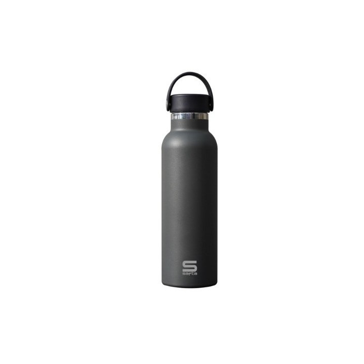 BOTELLA TERMO 600ML ACERO INOXIDABLE BASE SILICONA GRIS SAFTA