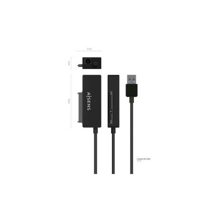ADAPTADOR SATA A USB-A PARA DISCOS DUROS 2.5" Y 3.5" CON ALIMENTADOR AISENS