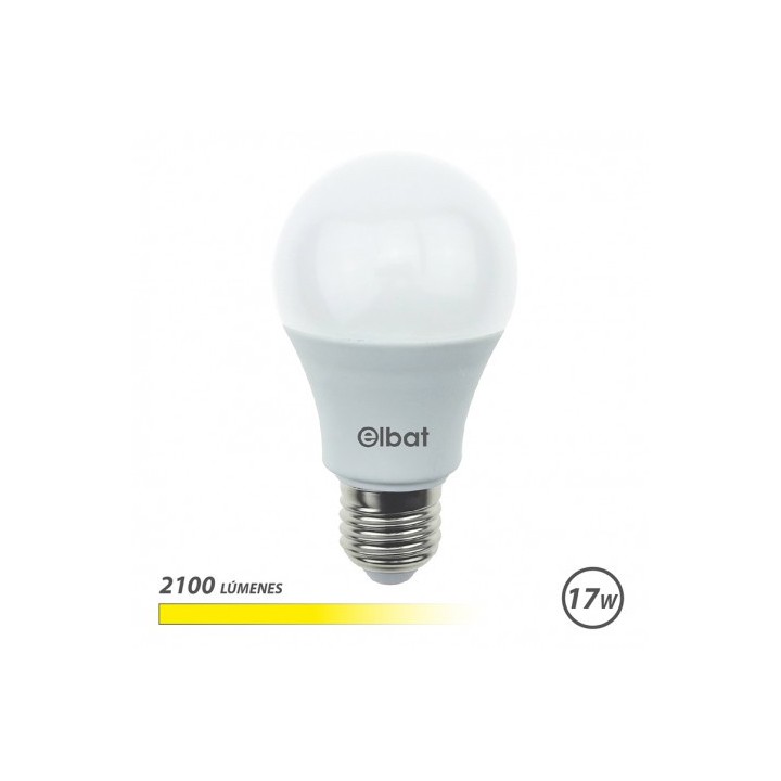 BOMBILLA LED A65 | 17W | 2100LM | E27 | LUZ CALIDA | ELBAT