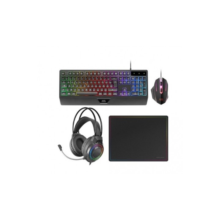 PACK GAMING 4EN1 TECLADO H-MECH | RATON RGB | AURICULARES | ALFOMBRILLA