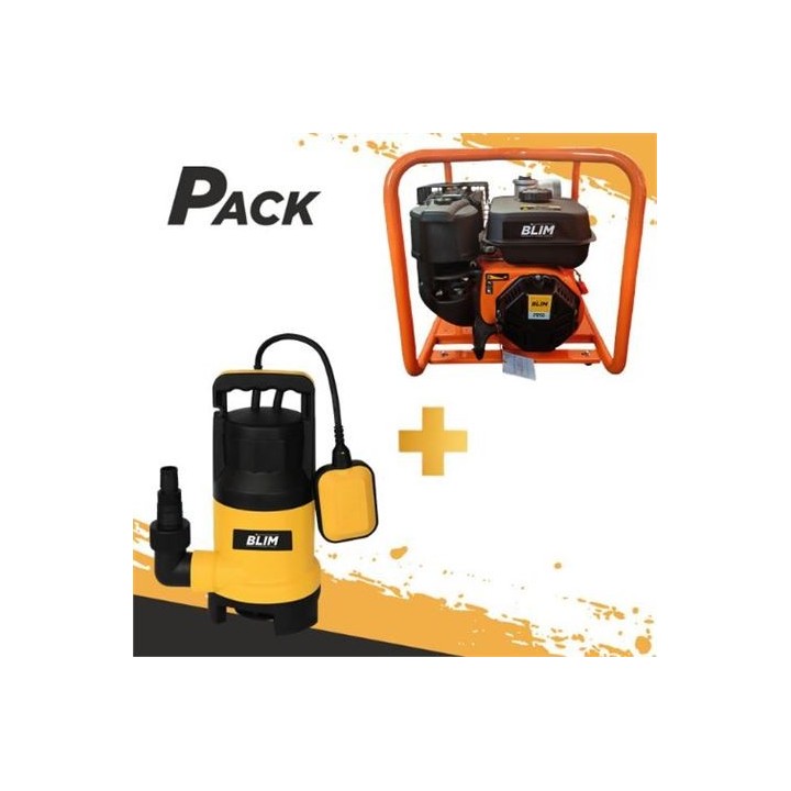 PACK MOTOBOMBA GASOLINA 7HP + BOMBA DE AGUA 400W BLIM