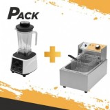 PACK FREIDORA INDUSTRIAL 9 LTROS 2500W + BATIDORA PROFESIONAL 2000W CHEFPRO