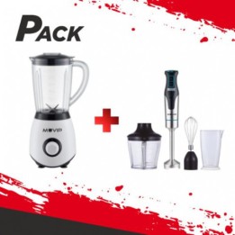 PACK BATIDORA DE VASO 1300W + BATIDORA DE MANO CON ACCESORIOS MUVIP