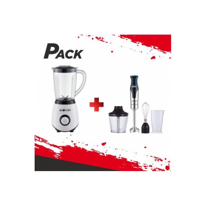 PACK BATIDORA DE VASO 1300W + BATIDORA DE MANO CON ACCESORIOS MUVIP