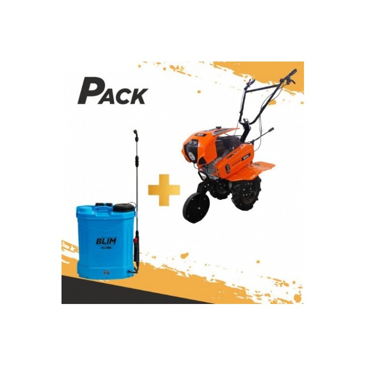 PACK MOTOCULTOR GASOLINA 7.5HP + SULFATADORA BATERIA 16 LITROS BLIM
