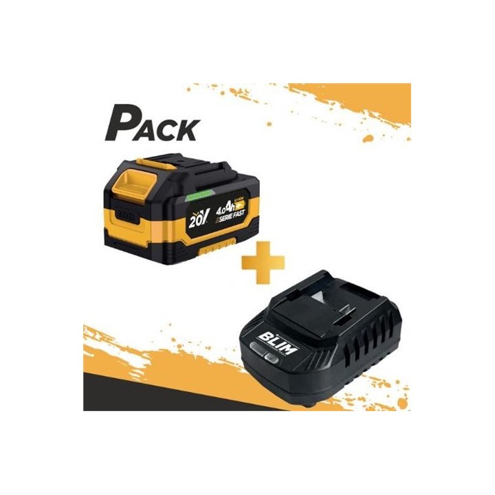 BATERIA 20V 4AH SERIE FAST BLIM + CARGADOR DE BATERÍA RÁPIDO 20V SERIE FAST