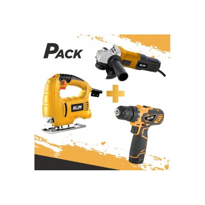 CALADORA 500W + RADIAL 115MM 600W + TALADRO 12V | BATERIA 1.5AH BLIM