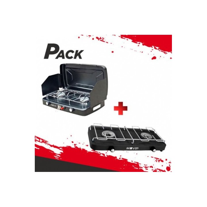 COCINA DE GAS 2 FUEGOS + PROTECTORES CONTRA VIENTO + COCINA DE GAS 2 FUEGOS