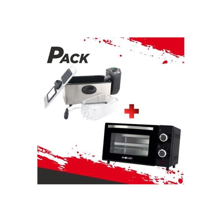 FREIDORA 3 LITROS INOXIDABLE 2000W + HORNO 10 LITROS 650W INOX