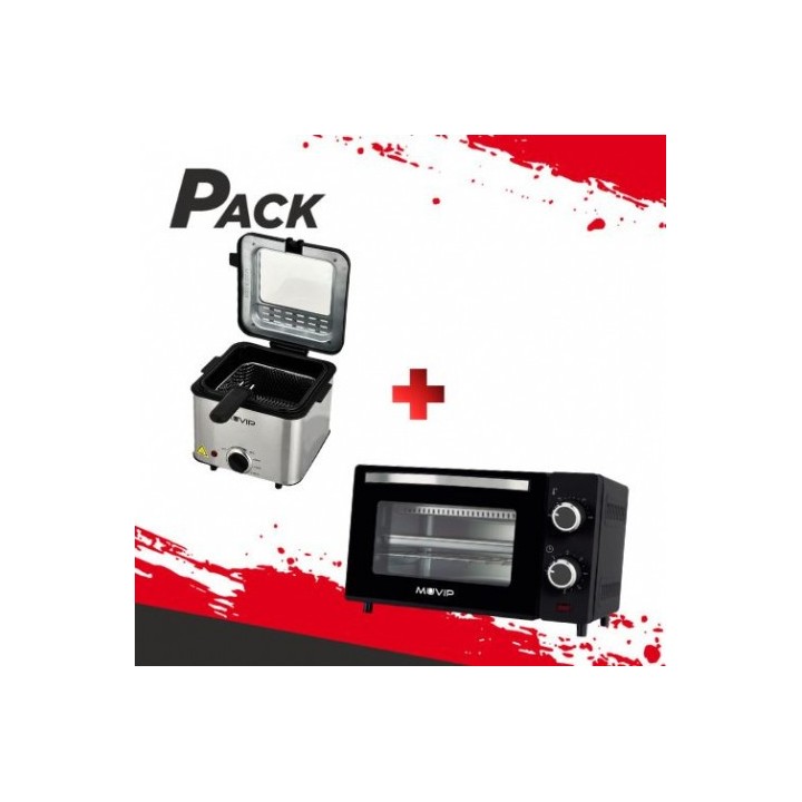 FREIDORA 1.5 LITROS INOXIDABLE 1000W + HORNO 10 LITROS 650W INOX
