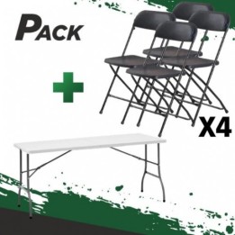 MESA DE RESINA PLEGABLE 152X70X74CM + 4 SILLAS RESINA PLEGABLE 80X50X45CM
