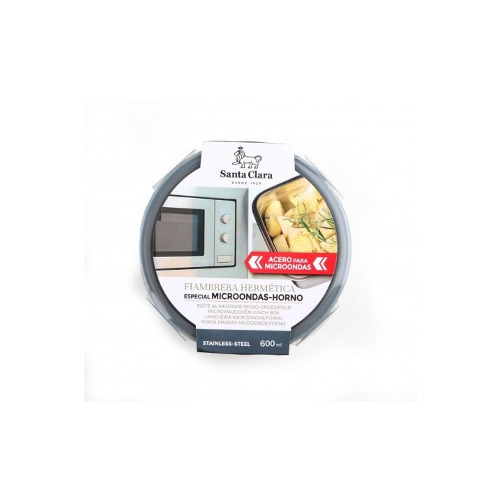FIAMBRERA ACERO 0.6L REDONDO MICROHORNO STA CLARA