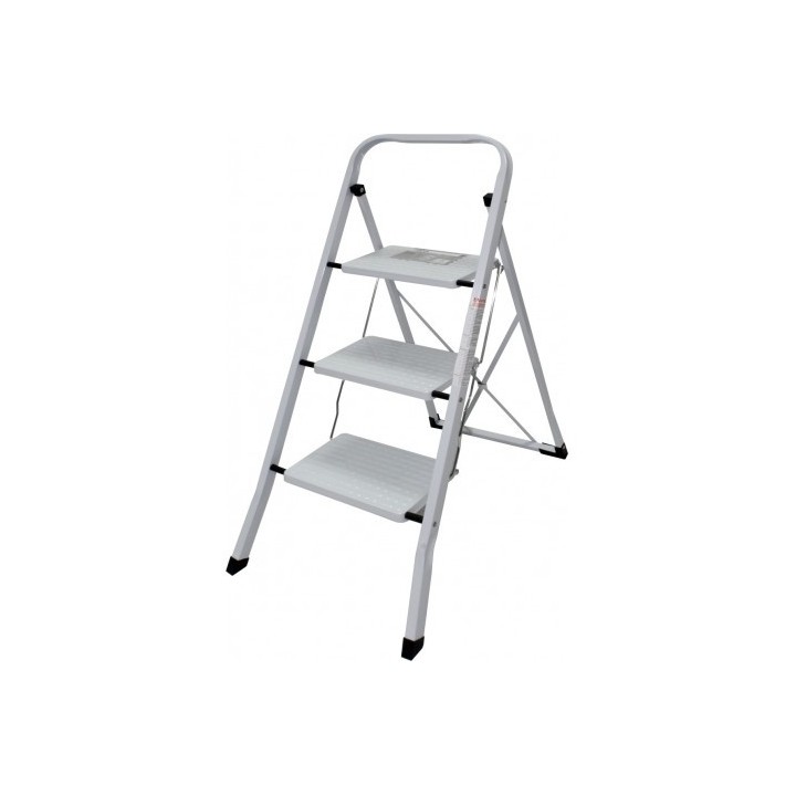 ESCALERA DOMESTICA ACERO 3 PELDAÑOS MADER