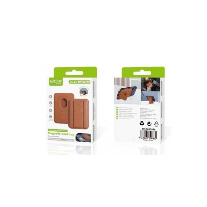 CARTERA MAGSAFE CON SOPORTE MARRON GREENLYCA