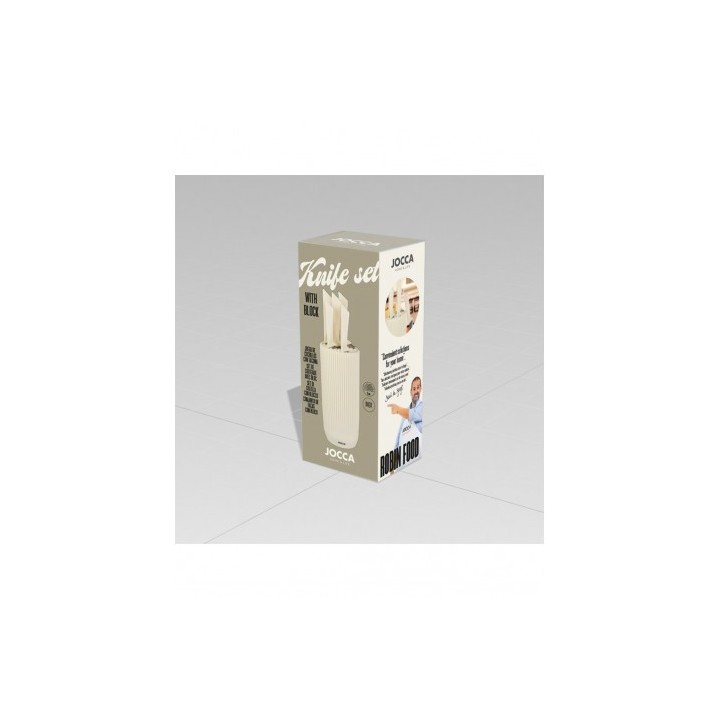 SET 5 CUCHILLOS ACERO INOXIDABLE + TACOMA CREMA JOCCA