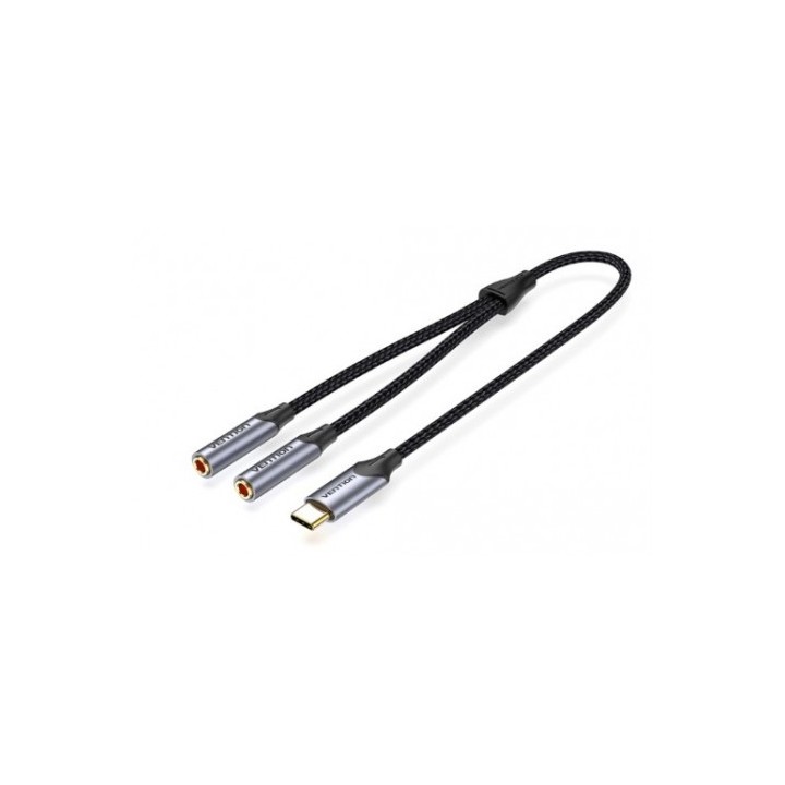 ADAPTADOR USB-C A 2 JACK 3.5 HEMBRA GRIS VENTION