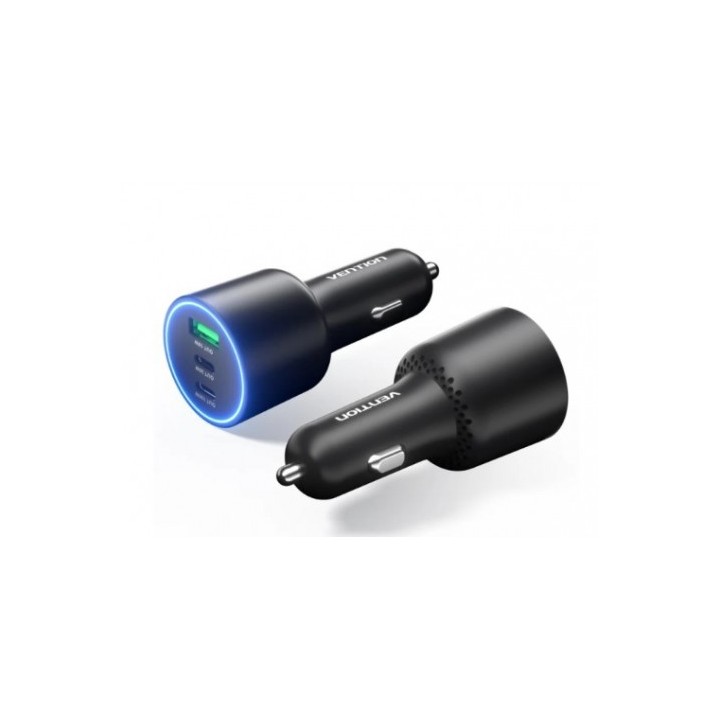 CARGADOR DE COCHE PARA SMARTPHONE | 100W | 2XUSB-C,1USB-A NEGRO VENTION