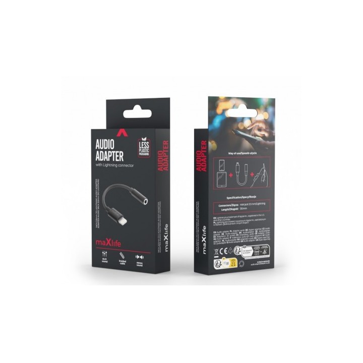 ADAPTADOR DE AUDIO MINI-JACK A LIGHTNING PARA IPHONE MXJL-02 MAXLIFE