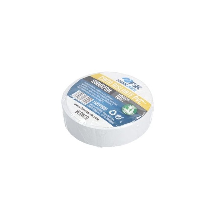 CINTA AISLANTE PVC 19MMX20M BLANCA 10UD FONTASTOCK