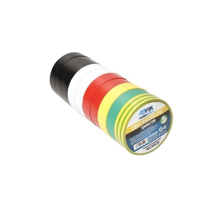 CINTA AISLANTE PVC 19MMX20M MULTICOLOR 10UD FONTASTOCK