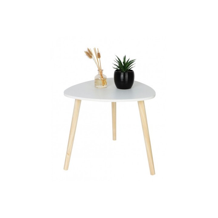 MESITA AUXILIAR MADERA BLANCA 48CM