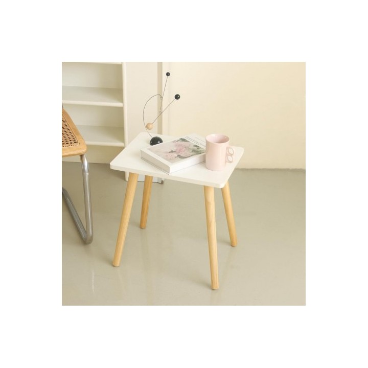 MESITA AUXILIAR MADERA BLANCA CUADRADA