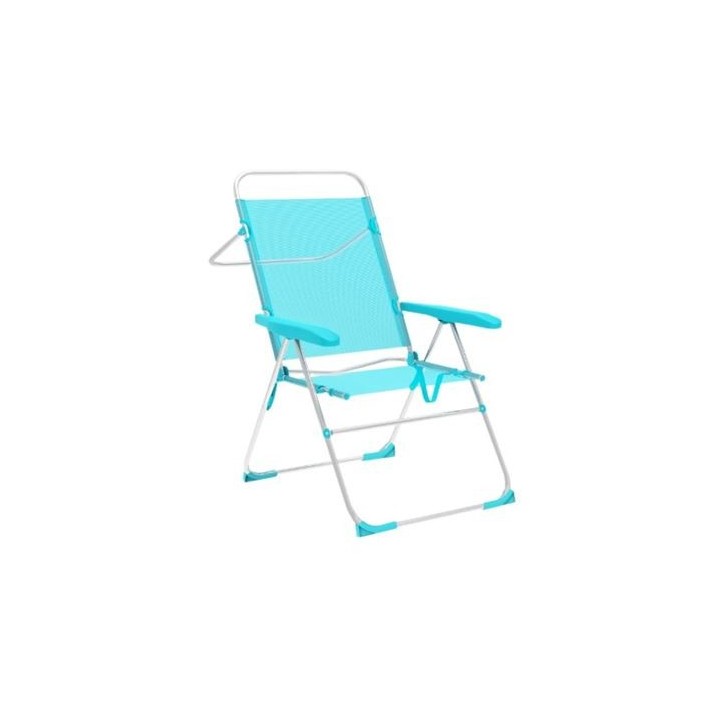 SILLA PLEGABLE 5 POSICIONES ALUMINIO AGUAMARINA 59X61X97CM