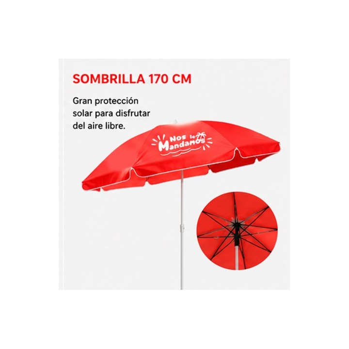 SILLA DOBLE PLEGABLE DE CAMPING CON NEVERA Y SOMBRILLA SUNGARDEN