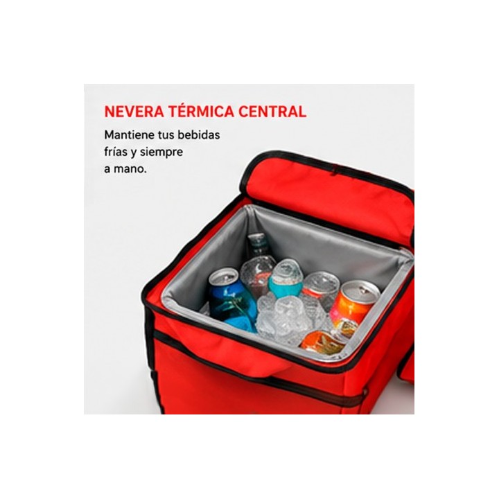 SILLA DOBLE PLEGABLE DE CAMPING CON NEVERA Y SOMBRILLA SUNGARDEN