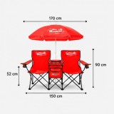 SILLA DOBLE PLEGABLE DE CAMPING CON NEVERA Y SOMBRILLA SUNGARDEN