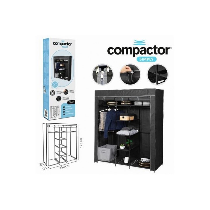 ARMARIO TELA 9 ESTANTES/2 BARRAS 150x45x172CM COMPACTOR