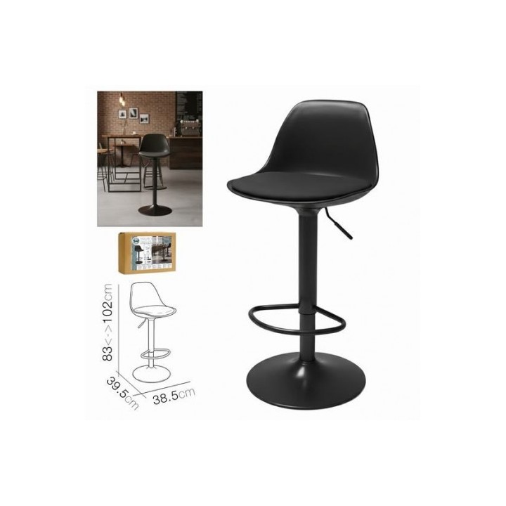 TABURETE BAR C/ RESPALDO NEGRO 38.5X39.5X83-1CM