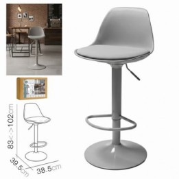 TABURETE BAR C/ RESPALDO GRIS 38.5X39.5X83CM