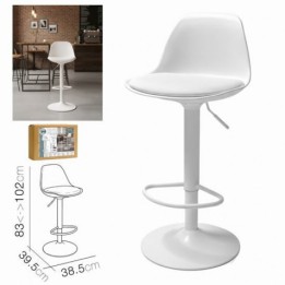 TABURETE BAR C/ RESPALDO BLANCO 38.5X39.5X83CM