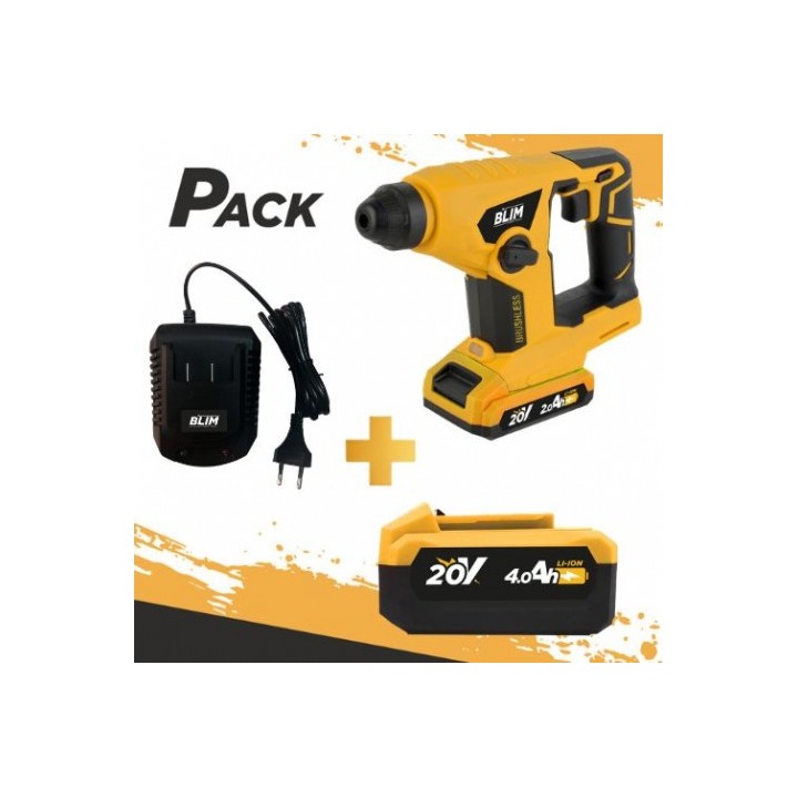 MARTILLO PERFORADOR 20V 1.5 JULIOS + BATERIA 20V 4AH + CARGADOR DE BATERÍA