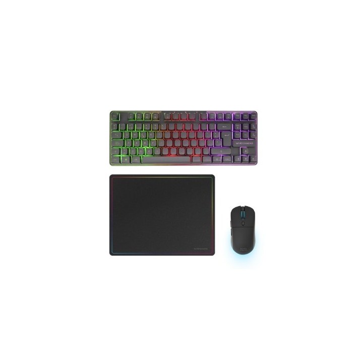 PACK GAMING 3 EN 1 | TECLADO H-MECH | RATÓN RGB | ALFOMBRILLA MARS GAMING